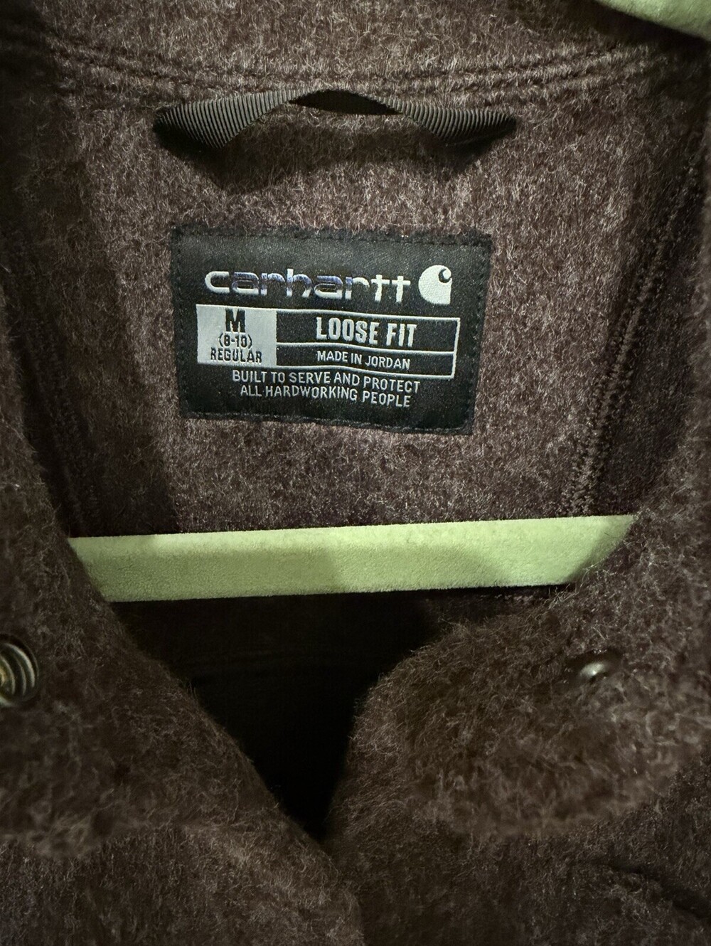 Carhartt Womens Medium Loose Fit Fleece Shacket Jacket Brown Snap Overshirt M - Picture 4 of 7